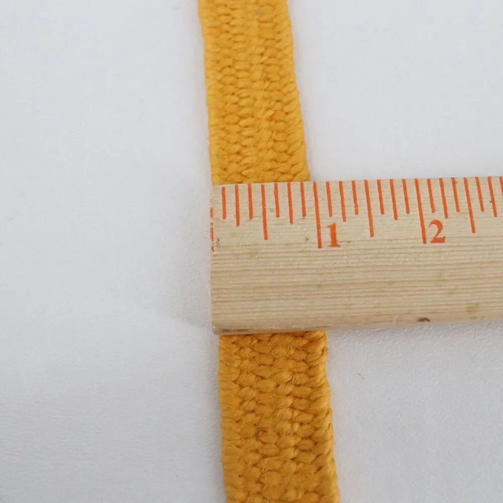 Linea Pelle Belt Medium Orange Gold Jute Stretch Leather Trim Brass Ring Tab